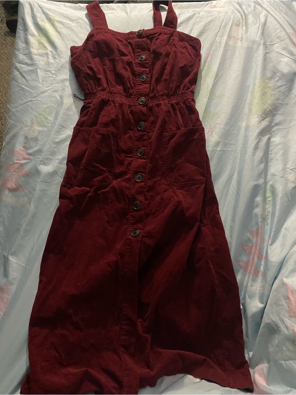 Urban Outfitters Wine Red Button-Front Maxi Dress